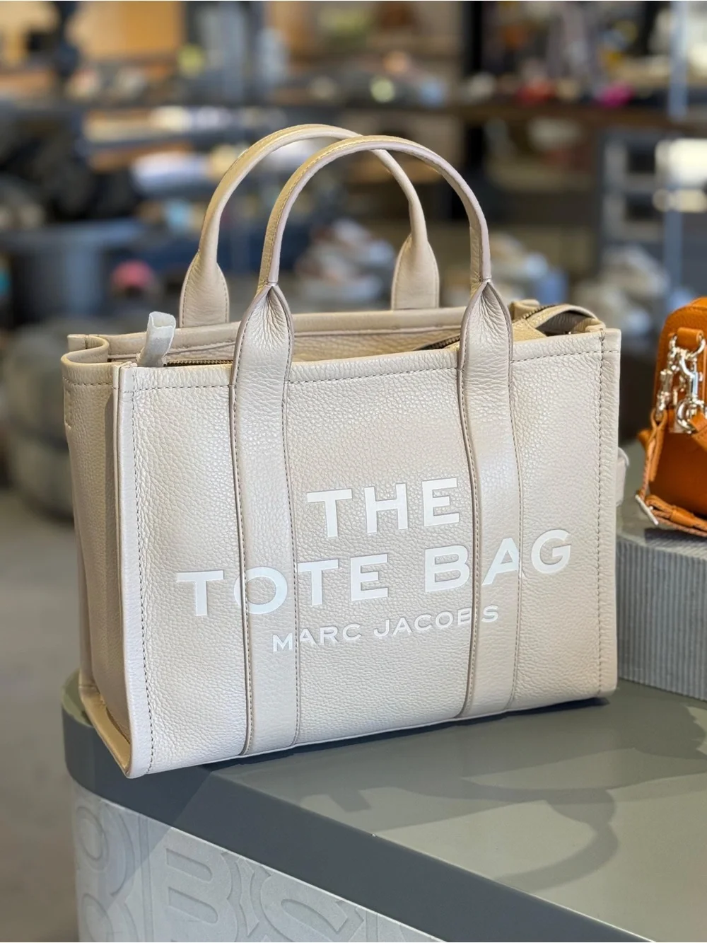 Marc Jacobs Beige 'The Tote Bag' Pebbled Leather Tote